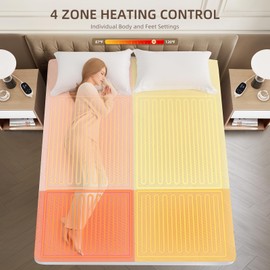 Caperia Multizone Waterproof Heated Mattress Pad, Individual Body & Feet Electric Mattress Bed Warmer 9 Heat Settings, 1-12 Hours Auto Off, Deep Pocket, Fast Heating, Machine Washable, Full, 54" x 75"