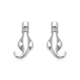Heather Needham Sterling Silver Cat Earrings - UNUSUAL Cat studs with cat facing away - SIZE: 10mm x 5mm at widest. Gift Boxed 5124