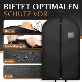 Bruce.® 3 x Premium Garment Bags incl. Shoe Bag, 120 x 60 cm, Optimised Material Thickness of 120 GSM, High-Quality Garment Cover for Suit and Dress, Breathable Suit Bag for Travel