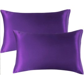 Satin Pillowcase for Hair and Skin Silk Pillow Case 2 Pack, Standard, Queen, and King Size, Slip Cooling Set of 2 with Envelope Enclosure