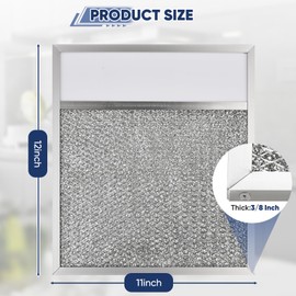 Range hood Filter with Light Lens Replacement Compatible with Air-O hoods 1200 and other brands, Exact Range Hood Aluminum Lens Grease Filters 11 x 12 x 3/8 Inches (2 Pack)