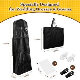 Wedding Dress Preservation Storage Box: Foldable Bridal Gown Garment Bag with 3 Acid Free Tissue Paper & 10 Clicks