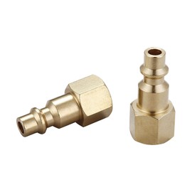 T TANYA HARDWARE Air Hose Fittings And Air Coupler Plug, Air Compressor Quick-Connect FNPT Female Plug Kit (Industrial Type D, 1/4-Inch NPT Female Thread, Solid Brass, 2 Piece)