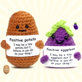 Positive Potato, Pocket Hug Positive Potato, Creative Plush Plushie, Mini Plush Figures, Funny Potato Aubergine Doll, Keepsake Ornament Decoration, Good Luck Gifts, Motivational Gifts, Pack of 2