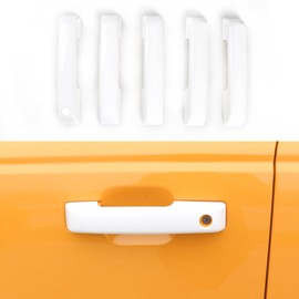 RERPRO Door Handle Scratch Protector Rear Tailgate Door Handle Cover Trim Compatible with 2021 2022 2023 2024 2025 Ford Bronco Exterior Accessories Protection Decor Decal 5P White Without Smart Hole