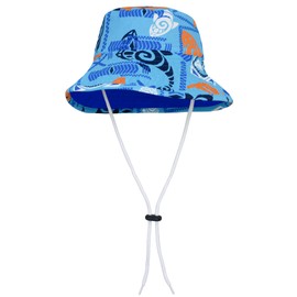 Tuga Boys Reversible Bucket Sun Hat (UPF 50+), Lagoon, Medium