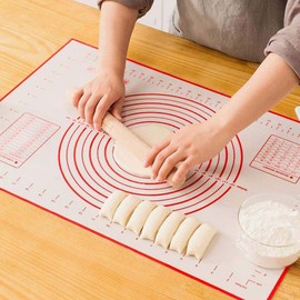 Tapete de Silicona para Amasar, Antiadherente (60 x 40 cm) Alfombrilla Hornear de Silicona para Repostería, Hornear, Pastelería, Resistente al Calor, Fácil de Limpiar, Reutilizable Baking Mat Grande
