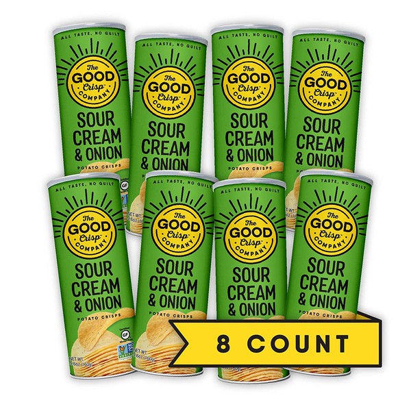The Good Crisp Company, Sour Cream and Onion, Gluten Free Potato Chips (5.6oz, Pack of 8), Non-GMO, Allergen Friendly, Stacked Potato Chips, Gluten Free Snacks