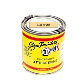 1 Shot Lettering Enamel Paint, Professional Pinstriping and Lettering Paint 4 Ounce Can (116L- Ivory) 116L/4Z