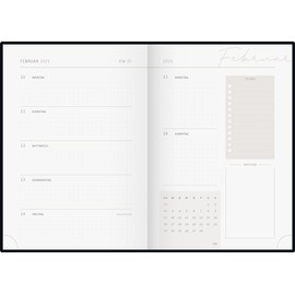 rido/idé Young Line (2025) "Shadows" Book Calendar, 2 Pages = 1 Week, A5, 160 Pages, Graphic Cover, Grey