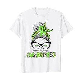 Womens Classy Leopard Pattern Lyme Disease Awareness T-Shirt