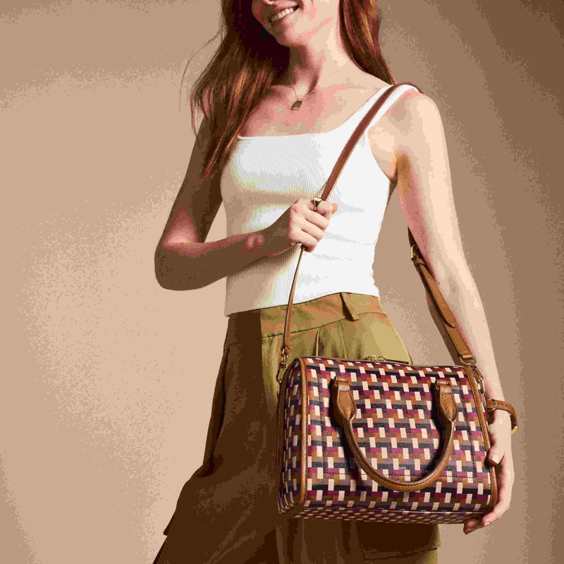 Fossil Williamson Satchel, Woven Multi Print