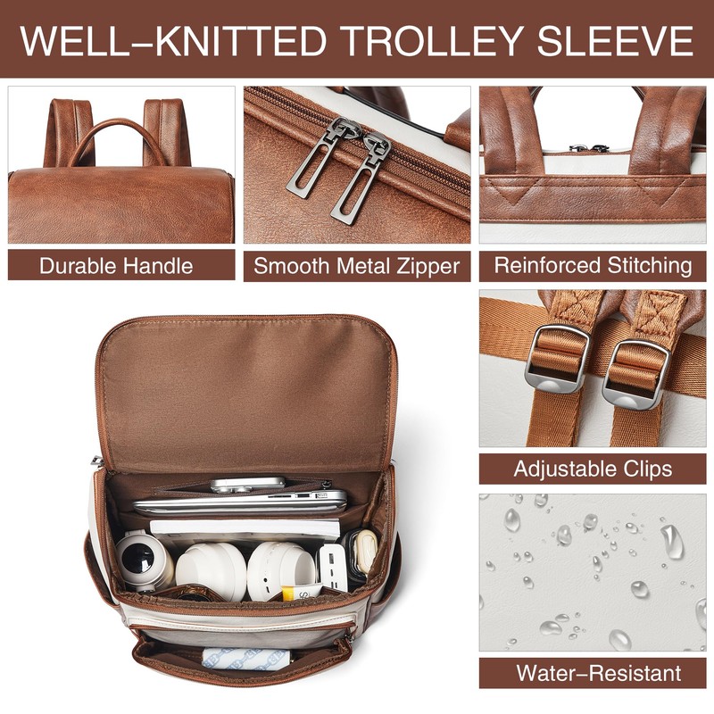 tiamyi leather travel backpack for men and women, flap top