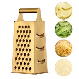 YDware Grater Stainless Steel Square Grater 23.7 cm Height Grater for Vegetables Stainless Steel Suitable for Vegetables etc. 1 Piece Gold