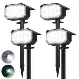 Alldio Solar Spot Lights Outdoor, 66 LEDs Landscape Spotlights IP65 Waterproof for Outside Yard, 660 Lumen Bright Garden Light with Ambient Light Sensor for Auto On/Off, Cold White 4 Pack