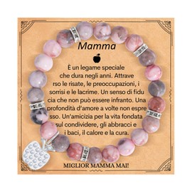 TERRISHE Mother's Day Gift Mum Bracelet Natural Stones Bead Bracelet Gift for Mum Bracelets Women's Christmas Gifts Birthday for Mum, Adjustable, Plastic, No Gemstone