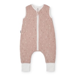 Ehrenkind® Baby Summer Sleeping Bag with Muslin Feet, Made of Soft Oeko-Tex Certified Organic Cotton, Summer Baby Sleeping Bag, 1 TOG, rose drops, 90