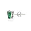 Sterling Silver Created Emerald 7mm Heart Stud Earrings