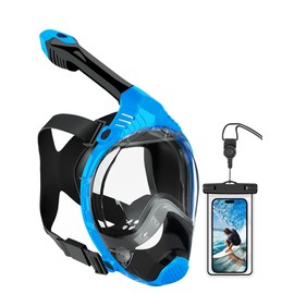 VGKE Full Face Snorkel Mask for Adults, 180 Degree HD Panoramic View Snorkeling Gear with Waterproof Phone Pouch, Anti-Leak & Anti-Fog, Breathe Freely Suitable for Men/Women