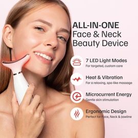 Facial & Neck Massager – 7-Color LED Heated Vibration Face Lift Device with Microcurrent for Skin Tightening & Brightening