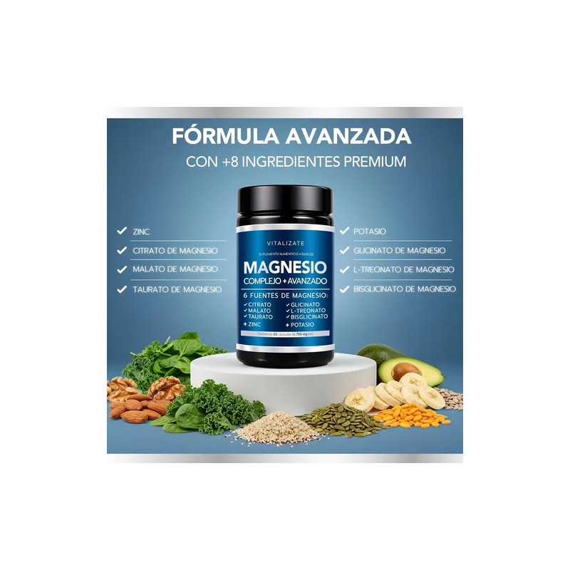 Magnesio Complex Vitalizate Bisglicinato Citrato 60 Cápsulas