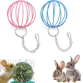 Achengqi 2 Pieces Stainless Steel Feeder Ball Stainless Steel Hay Ball Hay Feeder Hay Feeder Rack Dispenser Stainless Steel Feeder Toy with Hanging Hooks for Guinea Pigs Hamsters Rabbits Rodents