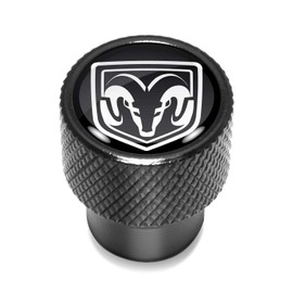 iPick Image for RAM in Black on Black Aluminum Tire Valve Stem Caps