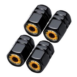 4Pcs Black Sunflower Tire Valve Stem Caps Cover,Metal Air Valve Cap, Aluminum Car Wheel Stem Caps,Universal Stem Covers for Cars,Bikes,Motorcycles,Bicycles,Corrosion Resistant Tire Valve Stem Caps