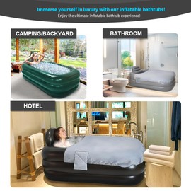 inflatoast Inflatable Bathtub Adults - Blow Up Bathtub Adult for Indoor Use, Portable Bathtub Adult with Cover,Blow Up Tub for Shower, Large Inflatable Tub 62.2x37.4x17.72in