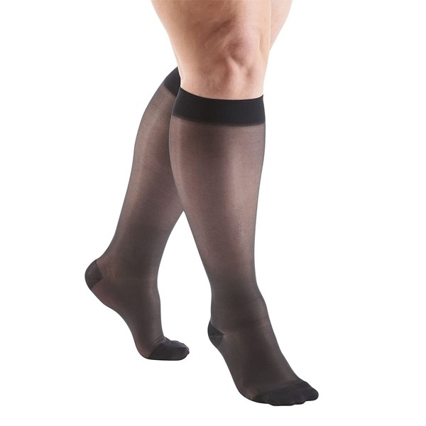 Unisex Adult Full Calf Sheer Knee-High - Moderate Compression - Black - XL