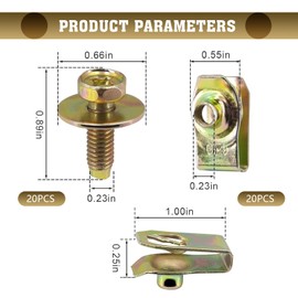 Shakas Underhood Splash Guard Shield Retaining Screws U-Clip Kit, Metal Fastening Screws Adapted to U-Clips, Body Fixing Modification Parts, Suitable for Most Cars (Gold)