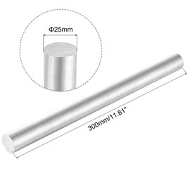 sourcing map Aluminum Solid Round Rod Lathe Bar 25mm x 300mm for DIY Craft Tool 2 Pcs