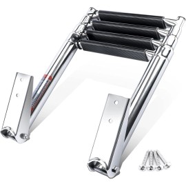 Amarine Made Boat Ladder 4 Step Stainless Steel Telescoping Ladder Swim Step