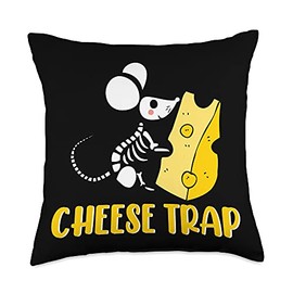 Animals Mice Awesome Pets Cheese Food Foodie Gift Trap Little Mouse Cute Rat Cheese Lover Animal Throw Pillow, 18x18, Multicolor