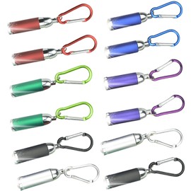 12 Stück LED Schlüsselanhänger Taschenlampe, Kinder Mini LED Taschenlampe Tragbare Taschenlampe für Outdoor Camping Radfahren (Rot, Lila, Grün, Blau, Schwarz, Silber)
