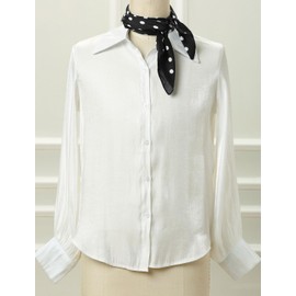 Allegra K Women's Silk Scarf, Square, 27.6 inches (70 cm), Polka Dot, Square Scarf, Neckerchief, Hair Decoration, Office, Uniforms, Black