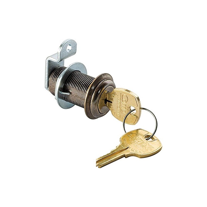 1-3/16" Long Cylinder Lock - Antique brass, keyed alike