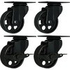 FactorDuty 4 All Black Metal Swivel Plate Caster Wheels w/Brake