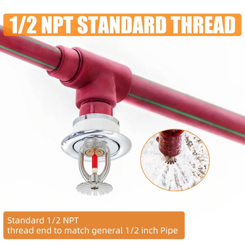 5pc Fire Sprinkler Head & Wrench, Pendent Type 155℉ (68°C)