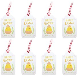 100-Pack Paper Gift Tags Easter Rabbit Craft Hang Tags with Twine for Easter Party Supplies Favors