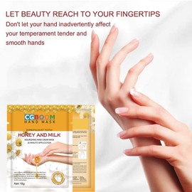 5 Pairs Hands Moisturizing Gloves, Hand Skin Repair Renew Mask w/Infused Collagen, Moisture Enhancing Gloves for Dry, Aging, Cracked Hands (Honey&Milk)