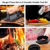 POLIGO 5‑PC Smash Burger Press Kit – Cast Iron Griddle