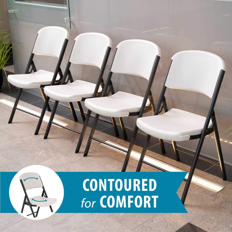 LIFETIME Commercial Grade Folding Chairs, 4 Pack, Almond