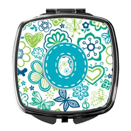 Caroline's Treasures Letter O Flowers and Butterflies Teal Blue Compact Travel Mirrors, Multicolor