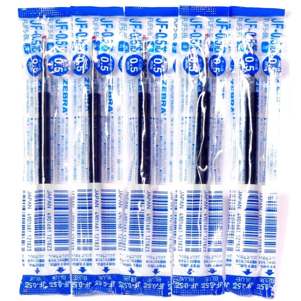Zebra 0.5mm Blue Ink Refill (JF-0.5), for Zebra Sarasa Clip 0.5 Gel Ballpoint Pen(JJ15-BL), × 5 Pack/total 5 pcs (Japan Import) [Komainu-Dou Original Package]