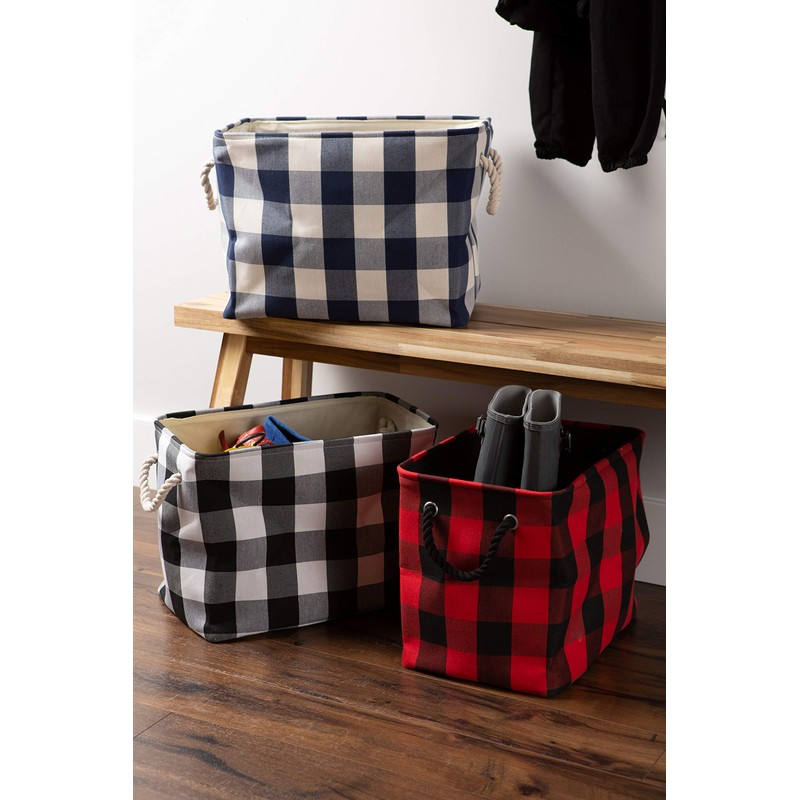 DII Buffalo Check Storage Collection Collapsible Bin with Handles, Medium