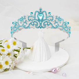 Crown, Blue Crown, Tiara Crown, Princess Crown, Birthday Crown, Crown Headband, Crowns for Women, Princess Tiara, Queen Crown, Hair Accessories Crystal Tiaras for Women Girl Bride Wedding Party Prom
