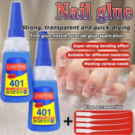 Waterproof Nail Glue Quick-Dry | Large Capacity | Strong Adhesive Gel | For Press-On Nails, False Nails & Nail Art | Salon Professional Quality | Long-Lasting | 401 Super Firm Formula | Extra Hold - conut: 4pcs