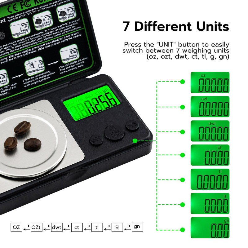 Mcbazel Digital Milligram Scale 50g/0.001g Precision Pocket Scale,7 Units, Tare