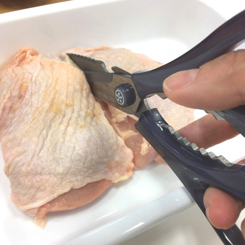 SiTRA 5-in-1 Clear Handle Multifunctional Kitchen Scissors (Red)